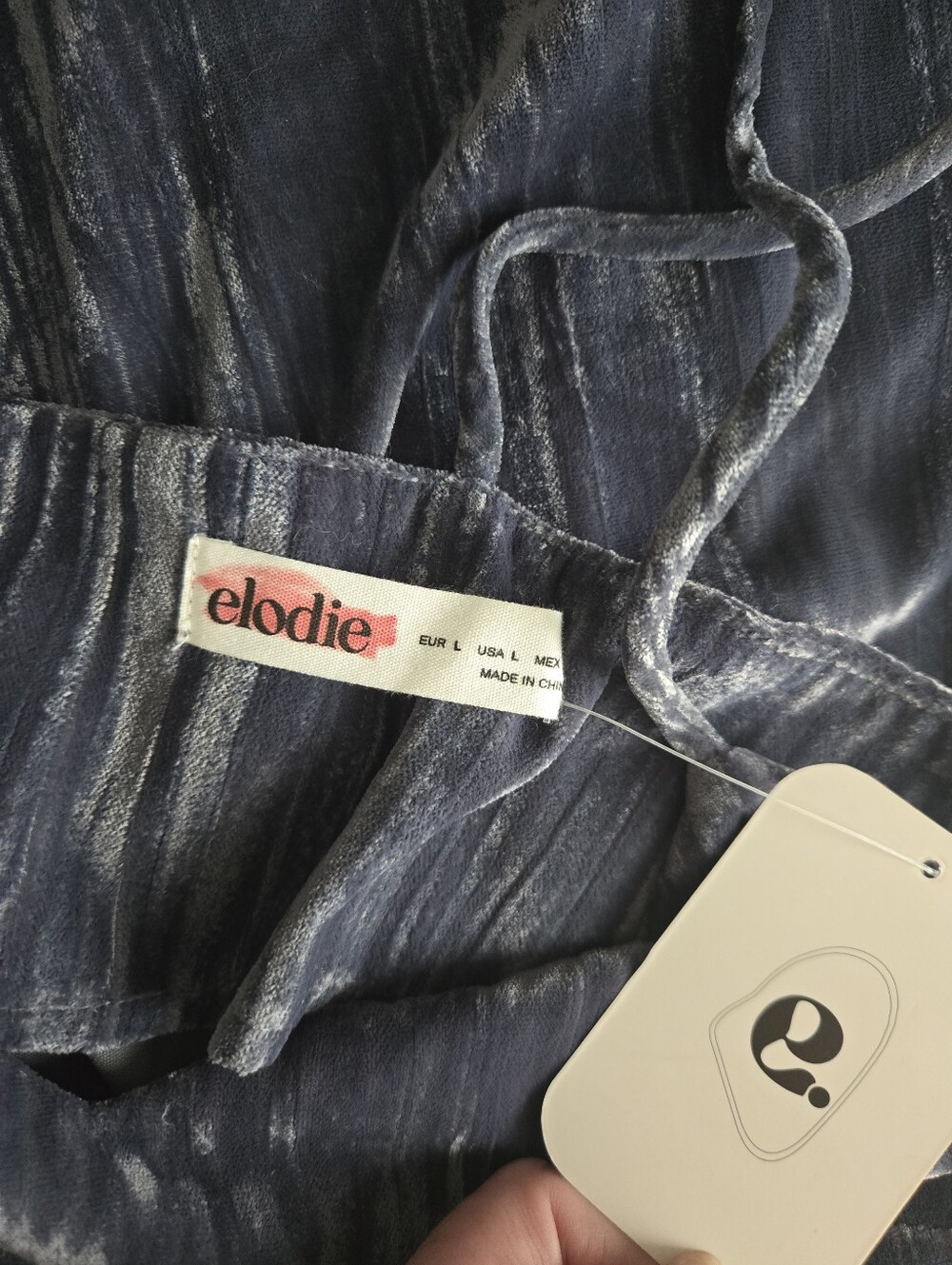 Elodie Blue Velvet Textured Mini Dress Size Large - Picture 5 of 5